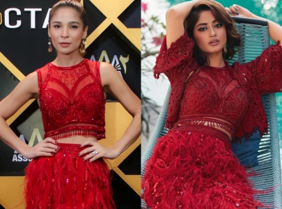 who wore it better ayesha omar sajal aly s scarlet ensemble grabs eyeballs who wore it better ayesha omar sajal aly s scarlet ensemble grabs eyeballs