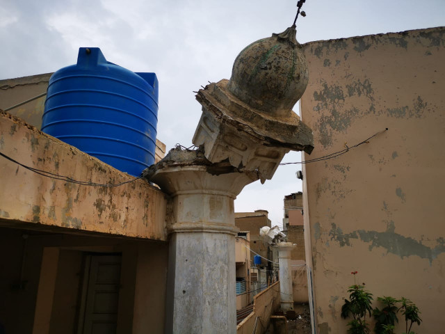 unidentified perpetrators desecrate ahmadi site of worship in jurisdiction of shah faisal police station photo express