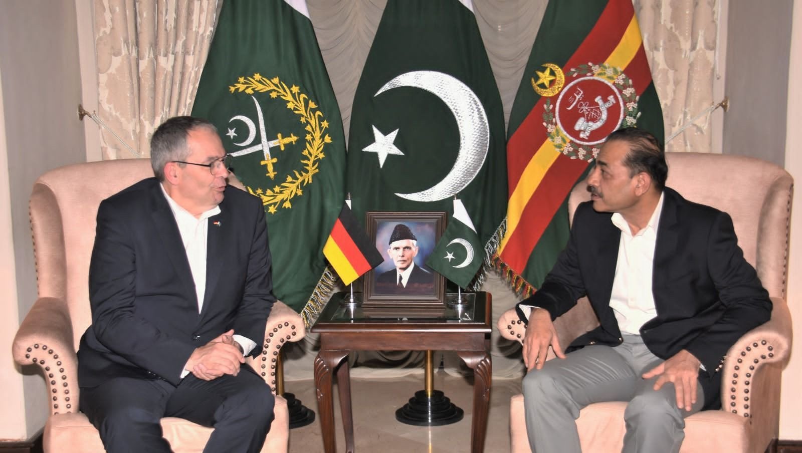 chief of german army lieutenant general alfonas mais calls on chief of army staff general syed asim munir at the military s general headquarters ghq in rawalpindi august 2 2023 photo ispr