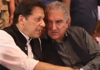 former prime minister imran khan l and former foreign minister shah mahmood qureshi r photo file