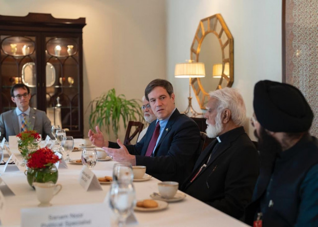 us deputy chief of mission andrew schofer underscored the crucial role of sustainable shipping practices in mitigating climate change and reaffirmed commitment to supporting minority rights in pakistan during three day visit to karachi in september 2023 photo express