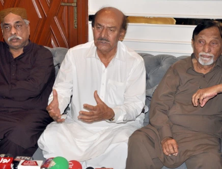 ppp sindh president nisar khuhro addresses a press conference in hyderabad photo express