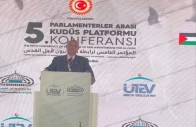 senator mushahid hussain sayed speaking at the 3 day international conference on palestine held at istanbul inaugurated by president erdogan on april 27 photo express