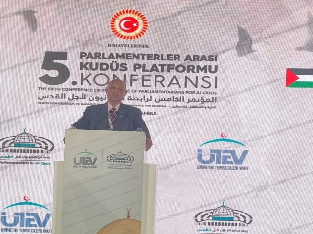 senator mushahid hussain sayed speaking at the 3 day international conference on palestine held at istanbul inaugurated by president erdogan on april 27 photo express senator mushahid hussain sayed speaking at the 3 day international conference on palestine held at istanbul inaugurated by president erdogan on april 27 photo express