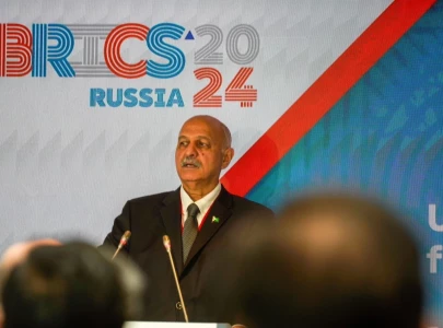 mushahid hussain becomes first pakistani to address brics forum slams western role in gaza