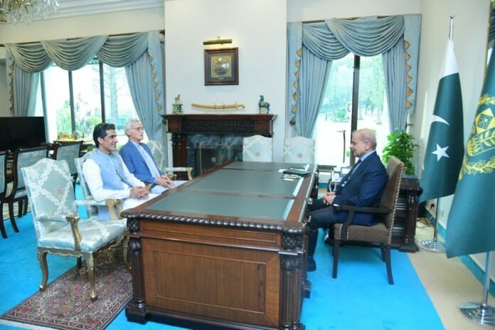 jahangir tareen calls on pm shehbaz sharif at the prime minister s office in islamabad on july 1 2024 photo app