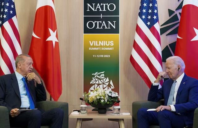us president joe biden meets with turkish president tayyip erdogan at the nato summit in vilnius lithuania july 11 2023 photo reuters