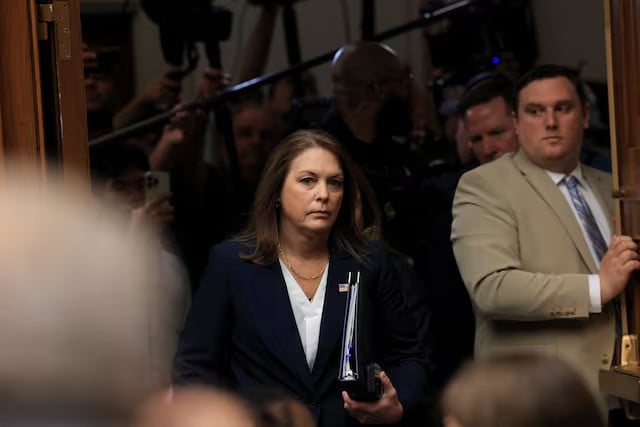 us secret service director kimberly cheatle enters a house of representatives oversight committee hearing on the security lapses that allowed an attempted assassination of republican presidential nominee and former president donald trump on capitol hill in washington us on july 22 2024 photo reuters