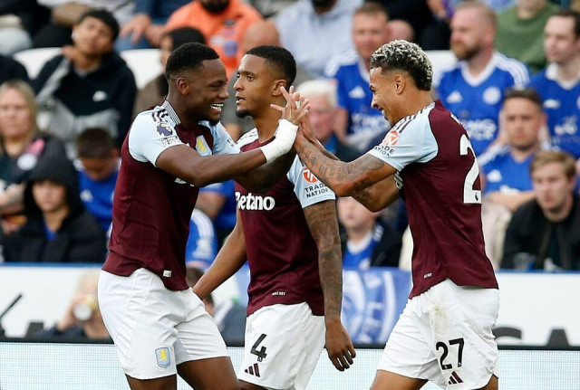 aston villa s jhon duran celebrates scoring their second goal with teammate morgan rogers photo reuters aston villa s jhon duran celebrates scoring their second goal with teammate morgan rogers photo reuters