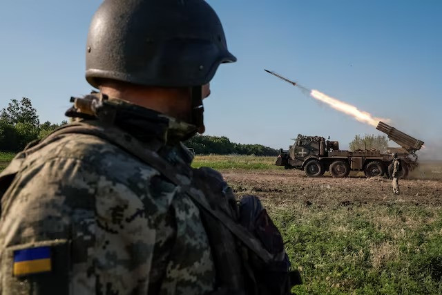 ukrainian service members of the 110th colonel general marko bezruchko separate mechanized brigade fire an rm 70 vampire multiple launch rocket system towards russian troops amid russia s attack on ukraine at a position near a front line in donetsk region ukraine june 30 2024 photo reuters