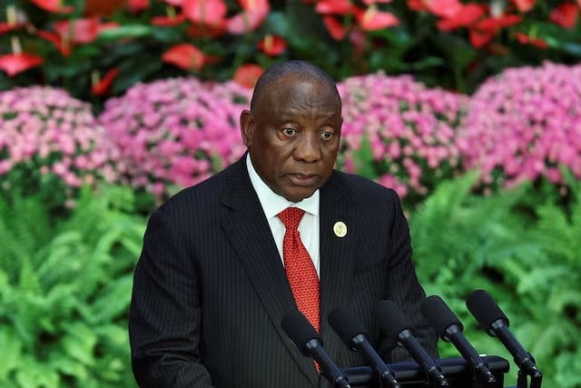 south africa s president cyril ramaphosa speaks at the opening ceremony of the ninth forum on china africa cooperation focac summit at the great hall of the people in beijing china on september 5 2024 photo reuters