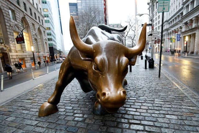 the wall street bull in the financial district in new york us photo reuters