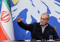 iran s president masoud pezeshkian attends a press conference in tehran iran on september 16 2024 photo wana