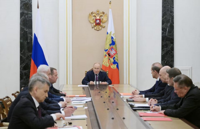 russia s president vladimir putin chairs a meeting of the security council on the subject of nuclear deterrence in moscow russia on september 25 2024 photo reuters russia s president vladimir putin chairs a meeting of the security council on the subject of nuclear deterrence in moscow russia on september 25 2024 photo reuters