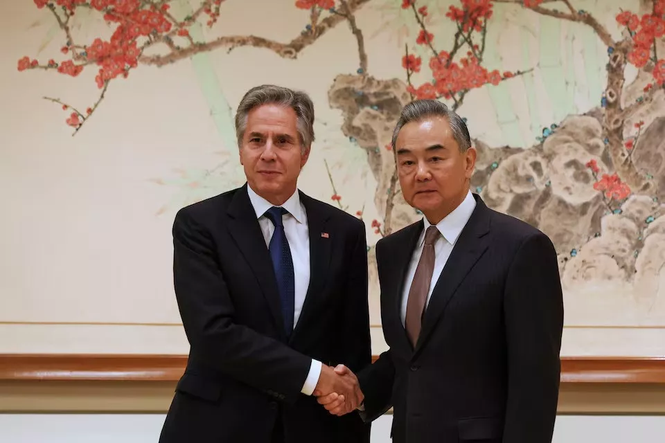 us secretary of state antony blinken and china s foreign minister wang yi shake hands on the day of their meeting in new york us on september 27 2024 photo reuters us secretary of state antony blinken and china s foreign minister wang yi shake hands on the day of their meeting in new york us on september 27 2024 photo reuters