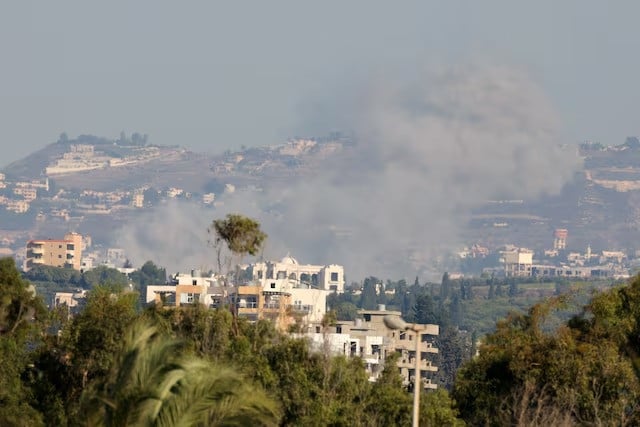 smoke billows amid the ongoing hostilities between hezbollah and israeli forces as seen from tyre southern lebanon october 4 2024 photo reuters