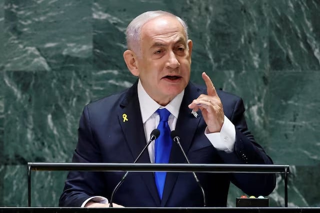 israel s prime minister benjamin netanyahu addresses the 79th united nations general assembly at un headquarters in new york us on september 27 2024 photo reuters