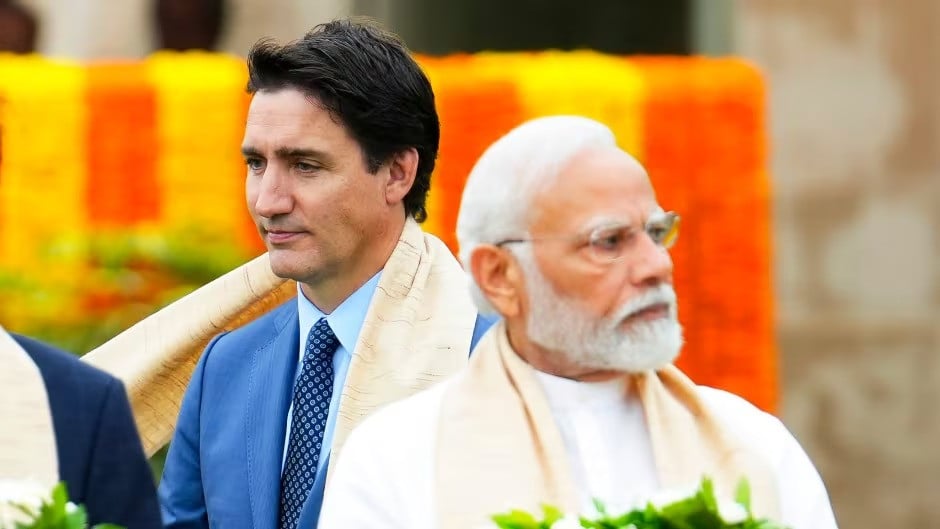 prime minister justin trudeau left walks past india s prime minister narendra modi as they take part in a wreath laying ceremony at raj ghat mahatma gandhi s cremation site during the g20 summit in new delhi india on september 10 2023 photo reuters