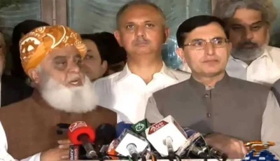 jui f chief maulana fazur rehman holds a press conference with pti leaders gohar ali khan and omar ayub on october 17 2024 courtesy screengrab