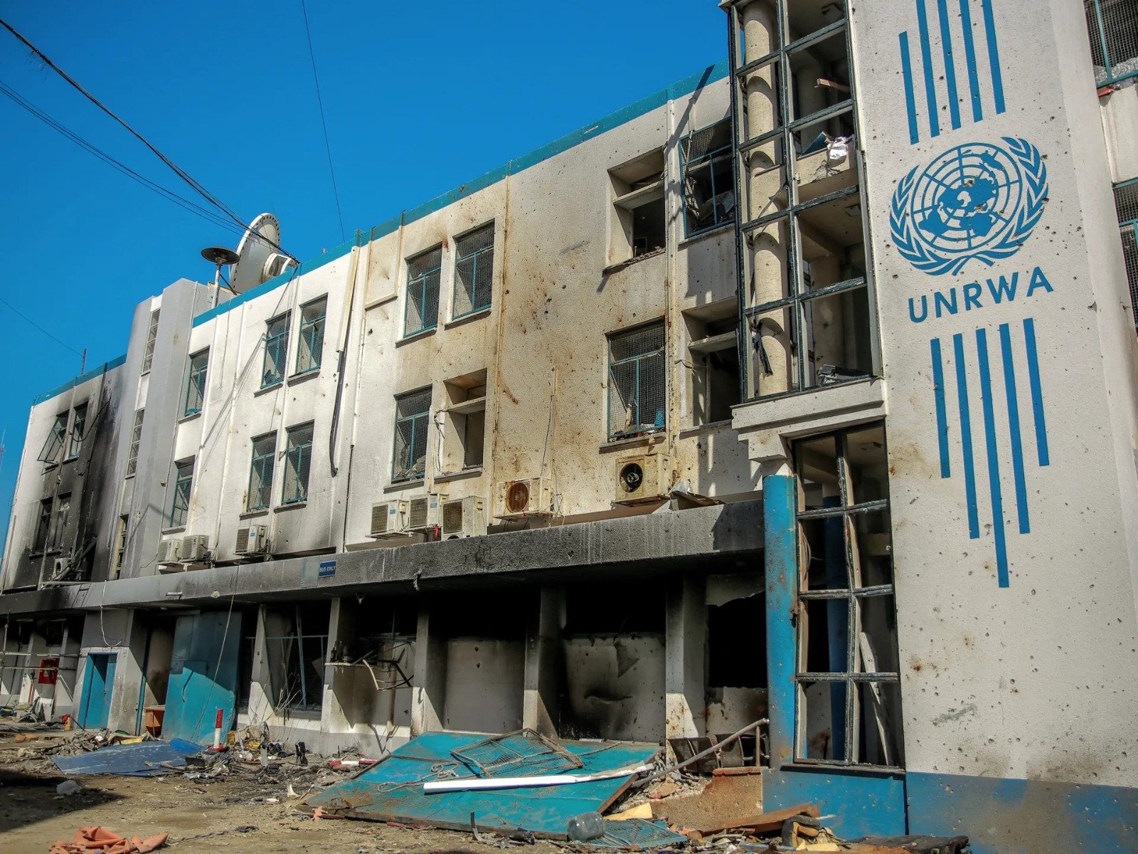 the damaged gaza city headquarters of the united nations relief and works agency unrwa for palestine refugees on february 15 2024 photo afp