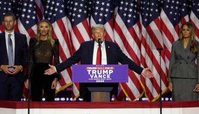 donald trump is accompanied by family members as he addresses supporters at his rally in west palm beach florida photo reuters