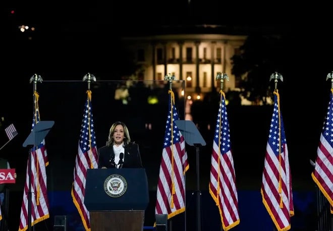 us vice president kamala harris delivering a speech at the ellipse in washington dc on october 29 2024 photo usa today