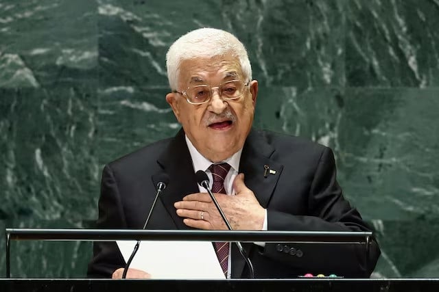 palestinian president mahmoud abbas addresses the 79th united nations general assembly at united nations headquarters in new york us on september 26 2024 photo reuters