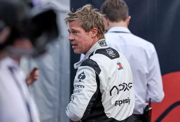 brad pitt filming f1 movie scenes faints on track at las vegas grand prix