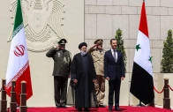 iranian president ebrahim raisi l is welcomed by head of syrian regime bashar al assad r with an official ceremony at presidential palace in damascus syria on may 03 2023 photo anadolu agency