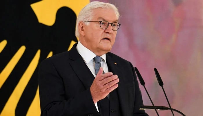 german president frank walter steinmeier dissolves the german parliament the bundestag during a statement to the media after chancellor olaf scholz lost a confidence vote at bellevue palace in berlin germany on december 27 2024 photo reuters