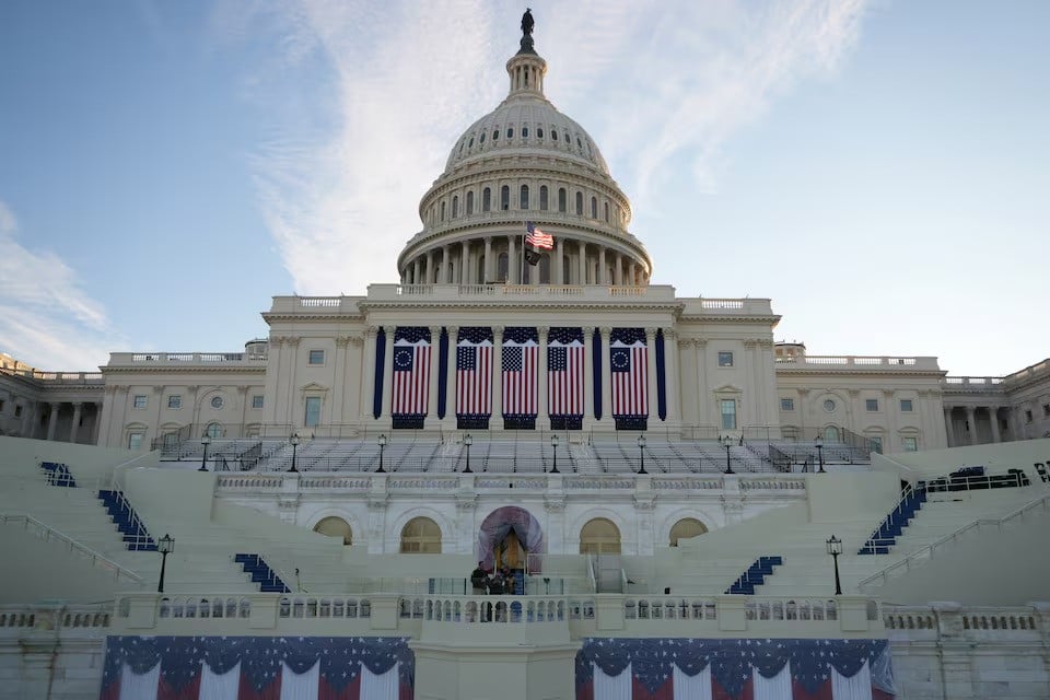 us flag flys at full staff at the west front the us capitol building on the inauguration day of donald trump s second presidential term in washington us january 20 2025 photo reuters