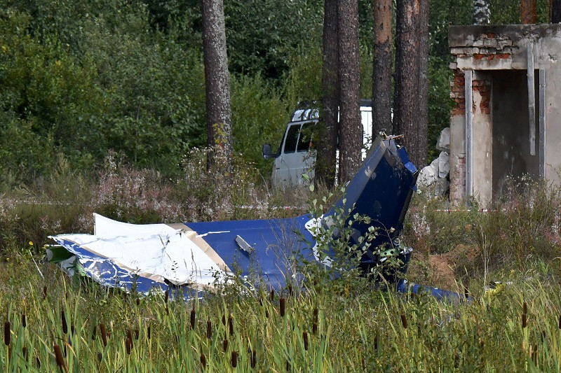 Wreckage of presumed Prigozhin plane crash in Russia. PHOTO: AFP