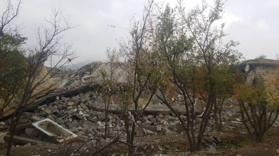 A view of ruins of destroyed ancestral home of Nangarhar provincial official Ajmal Omar in Kodi Khel, Nangarhar, Afghanistan, September 23, 2021, in this image obtained by REUTERS.