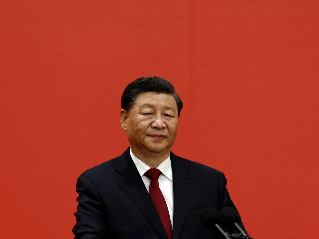 chinese president xi jinping speaks as the new politburo standing committee members meet the media following the 20th national congress of the communist party of china at the great hall of the people in beijing china october 23 2022 reuters tingshu wang