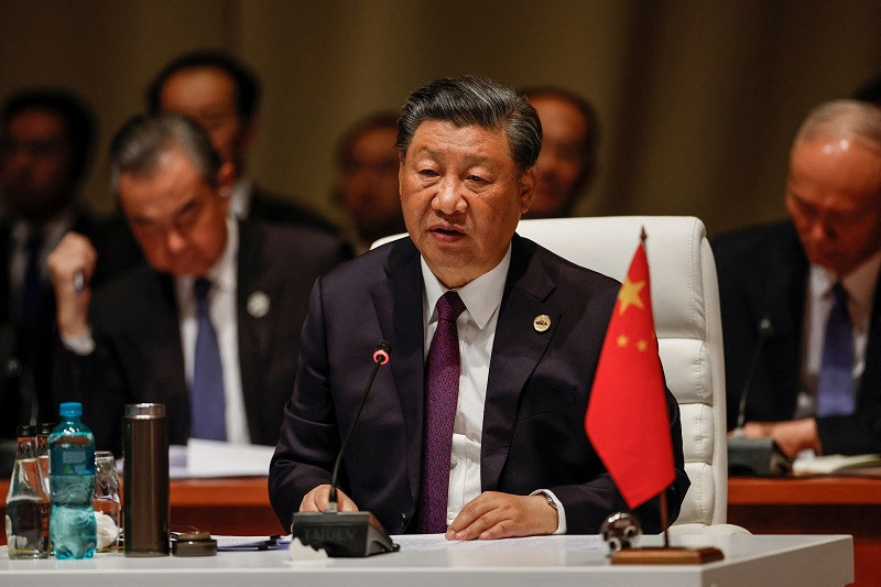 president of china xi jinping attends the plenary session during the 2023 brics summit at the sandton convention centre in johannesburg on august 23 2023 photo afp