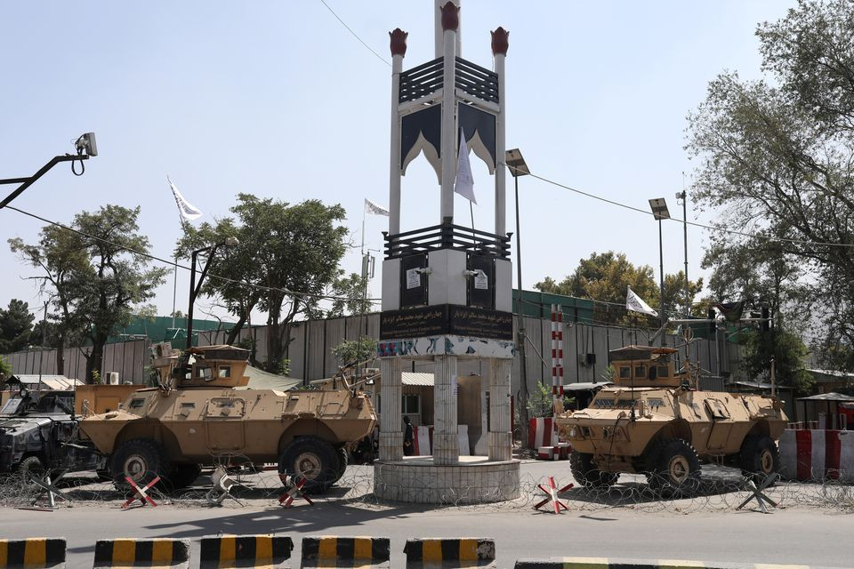 armored vehicles are seen in front of the presidential palace in kabul afghanistan september 4 2021 wana west asia news agency via reuters