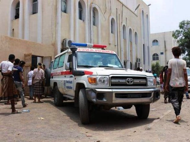 an ambulance transports casualties of strikes on al anad air base to the ibn khaldun hospital in the government held southern province of lahij on august 29 2021 photo afp an ambulance transports casualties of strikes on al anad air base to the ibn khaldun hospital in the government held southern province of lahij on august 29 2021 photo afp