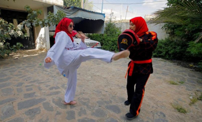 in pictures as war rages yemeni girls find strength in kickboxing in pictures as war rages yemeni girls find strength in kickboxing
