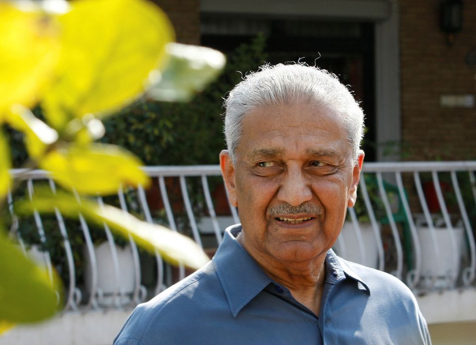 nuclear scientist abdul qadeer khan smiles at the media after his court verdict outside his residence in islamabad february 6 2009 reuters