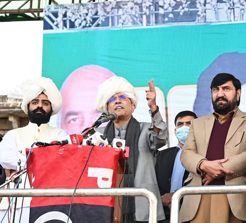 president of ppp asif ali zardari addressing a rally in chakwal photo x mediacellppp