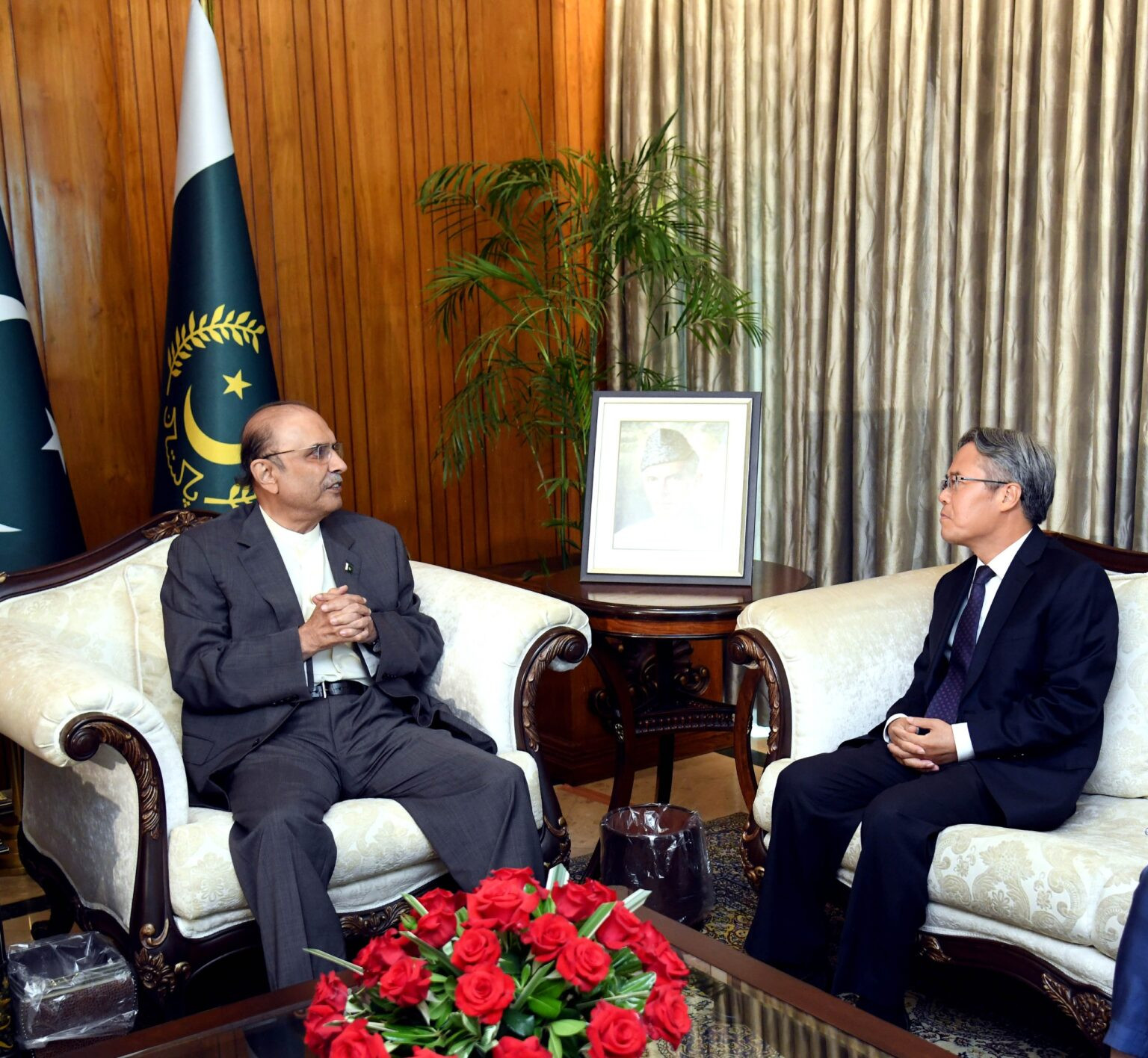 jiang zaidong the ambassador of the people s republic of china to pakistan called on president asif ali zardari at the presidency in islamabad on thursday april 4 2024 photo pid
