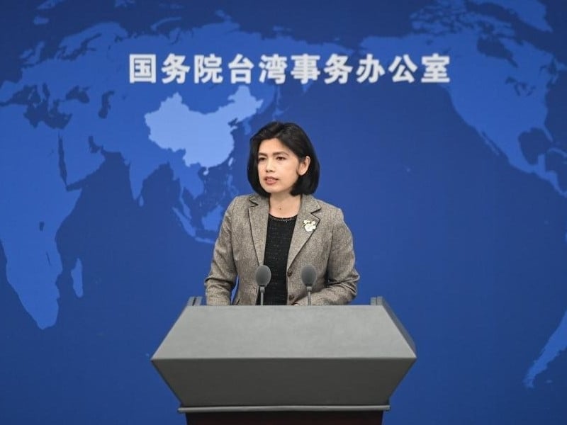 zhu fenglian spokesperson for the taiwan affairs office of the state council speaks at a press conference in beijing march 29 2023 photo xinhua