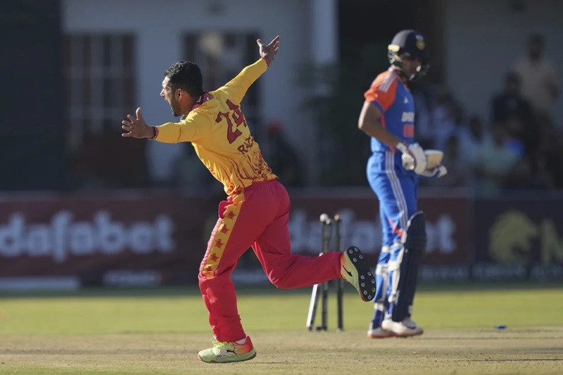 sikandar raza wheels away in celebration zimbabwe vs india 1st t20i harare july 6 2024 photo espncricinfo