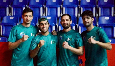 pakistan defeated the republic of korea 2 0 in the men s quarterfinal of squash at the 20th asian games aichi nagoya photo poa