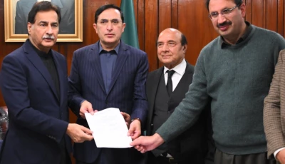 national assembly speaker ayaz sadiq hands over the notification formally appointing mahmood khan achakzai as leader of the opposition to pti chairman barrister gohar ali khan on friday photo x