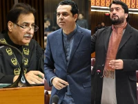 speaker national assembly ayaz sadiq minister of state for interior talal chaudhry and pti mna sheharyar afridi address the national assembly during a session on friday photo national assembly facebook