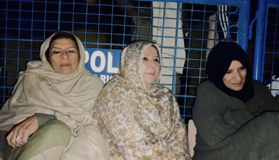 sisters of pti founder imran khan sit outside adiala jail after a meeting was denied on tuesday photo x pti