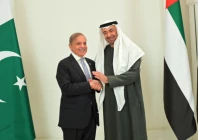 prime minister shehbaz sharif meeting with president of the uae ruler of abu dhabi sheikh mohamed bin zayed al nahyan on june 12 photo app file