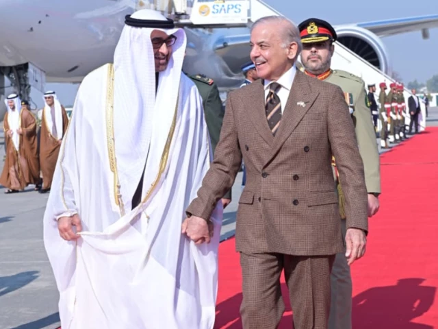 prime minister shehbaz sharif receives uae president sheikh mohammed bin zayed al nahyan at nur khan airbase on friday dec 26 2025 photo x prime minister shehbaz sharif receives uae president sheikh mohammed bin zayed al nahyan at nur khan airbase on friday dec 26 2025 photo x