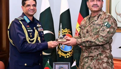 chief of defence forces field marshal syed asim munir calls on bangladesh air force chief air chief marshal hasan mahmood khan at the general headquarters in rawalpindi photo ispr